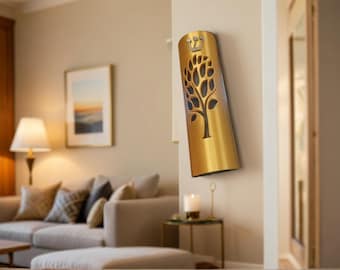 Modern Mezuzah Case with Free Scroll - Tree of Life symbol - Jewish Home Blessing Gift (4″ / 5″)   - Judaica Door Mezuzah, Jewish Gifts