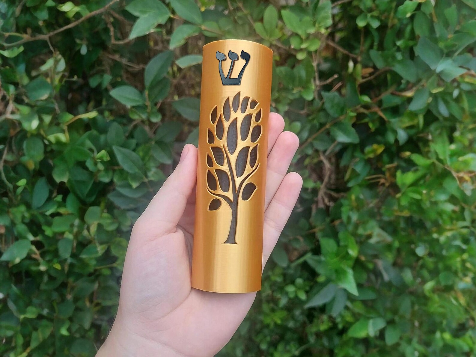 Modern Gold Mezuzah Case with Scroll - Kosher Judaica Door Mezuzah, Jewish Home Blessing Decor, Jewish Gifts