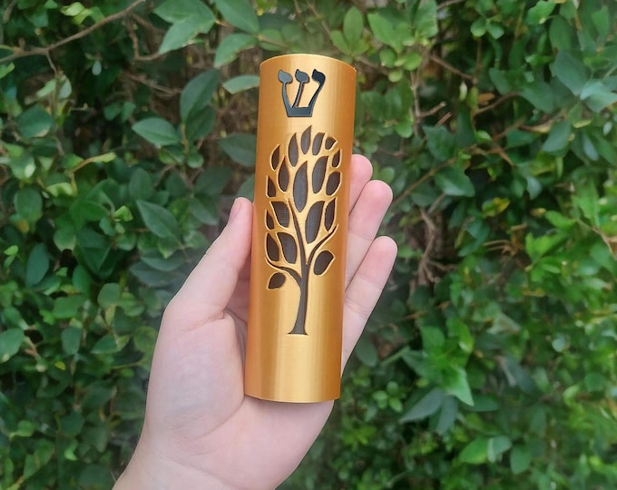 Modern Gold Mezuzah Case with Scroll - Kosher Judaica Door Mezuzah, Jewish Home Blessing Decor, Jewish Gifts