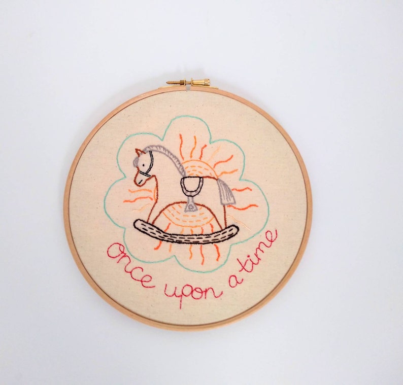 scripted wall decor children/'s art nursery room decoration. embroidered wall decor textile art embroidered children/'s hoop art
