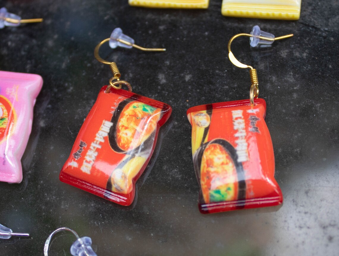 Ramen Noodle Packet Earrings Korean Noodles Kawaii Jewelry | Etsy
