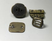 Miscellaneous Japanese antique tobacco pouch metal fittings Kanagu Katana Tsuba Meiji Taisho period
