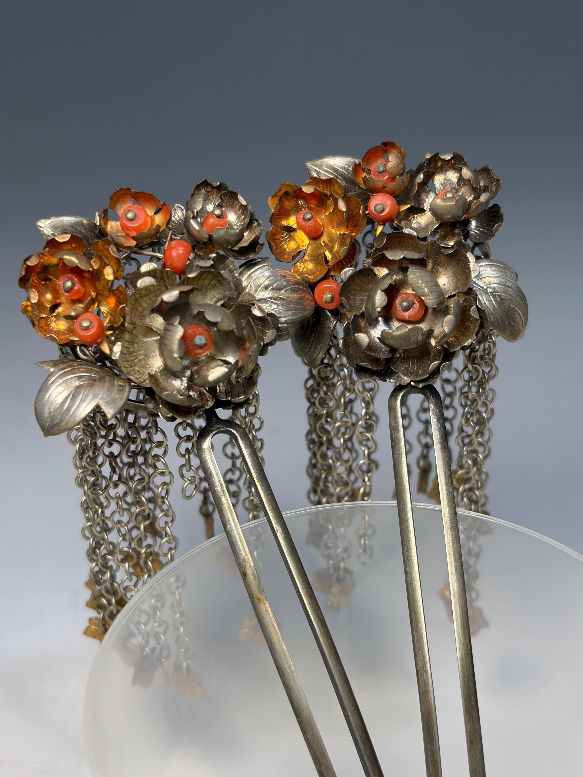 Vintage Japanese Kanzashi Hair Pin Fan Shape Gold Wheat Abalone Shell Signed Vintage Japanese Kanzashi, Faux Tortoise Shell Comb and Hair  main image 2