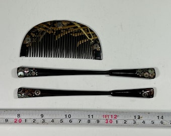 Kushi Kogai Kanzashi Japanese Antique hair accessories comb stick Raden