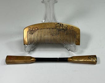 Kushi Kogai Kanzashi Japanese Antique hair accessories comb stick Makie in box
