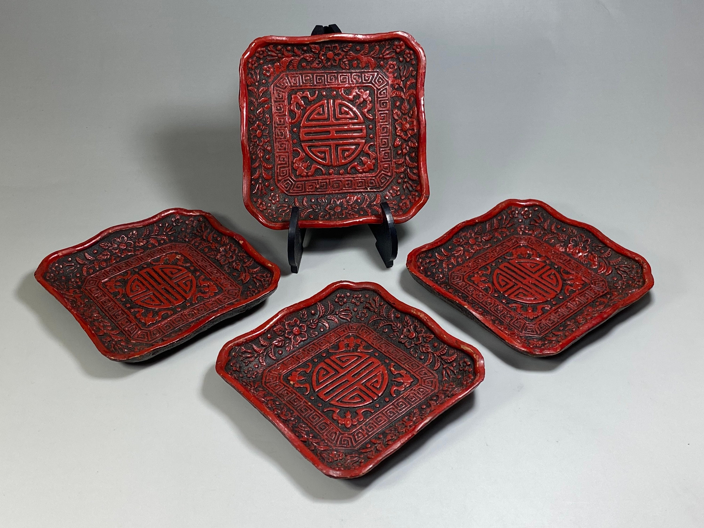 骨董　インテリア　飾り皿（四角形） アンティークの翠州小四角皿 4枚セット - Etsy 日本