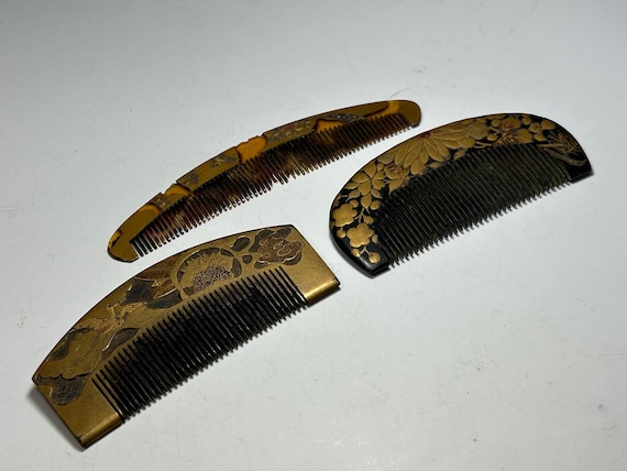 Kushi Kanzashi Japanese Antique Comb Urushi Makie 3x - Etsy display picture 1