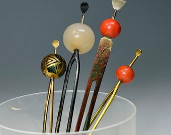Kanzashi Japanese Antique Hair Accessories Pins Tama-Kanzashi 4x