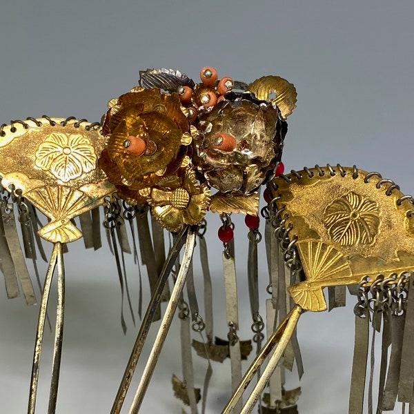 Kanzashi Accessoires pour cheveux antiques japonais Birakan 2 et 1