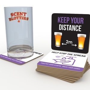 100 x (social distance message) Beer Mats - Drinks Coasters - Size 94mm - Ideal for Christmas & New Year