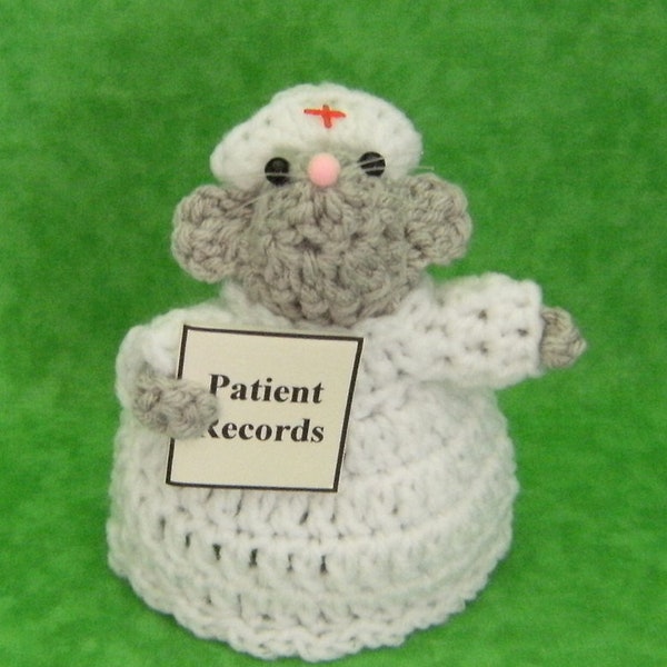 Crochet Nurse Mouse, Teacher gift, Party Favor, Package Deocration, Table Decoration, Professional, Medical-inspired gift, Graduation gift