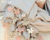 Turkish OYA Lace Crochet Pashmina stole shawl BEIGE- Scarf Shawl For Her Gift For Women Winter Scarf Women Fashion Accessories