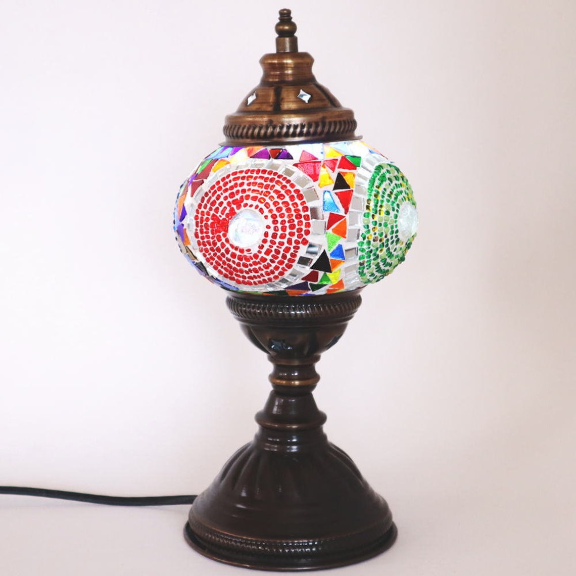 Handmade Turkish Mosaic Table Lamp Medium Multi Color Staind Etsy