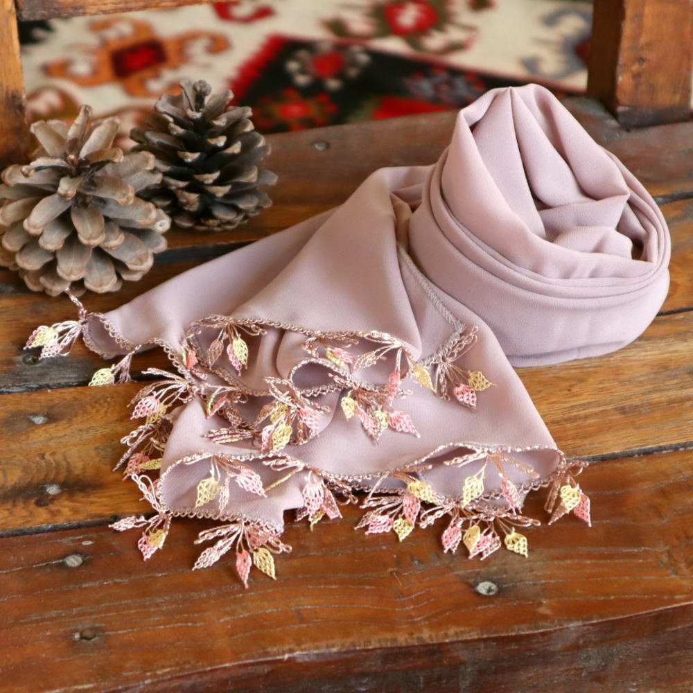 Turkish OYA Needle Lace Chiffon stole/Shawl COCOA- Scarf Shawl For Her Gift For all season Women Scarf Women Fashion Accessories