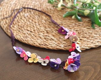 Turkse OYA Needle Lace ketting FESTIVAL paarse mix / ketting voor haar cadeau voor vrouwen mode-accessoires