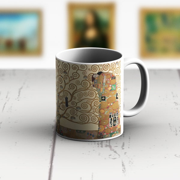 Tasse en céramique Tasse Gustav Klimt The Embrace the tree of life Tasse à thé à café classique de 11 oz