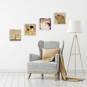 Gustav Klimt Modern Paintings 4 pcs 30 x 30 CM each Print on Canvas Classic Art Decor Furniture for your home Office Study
