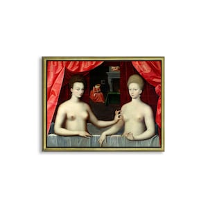 Canvasposter of ingelijst canvasschilderij School van Fontainebleau Gabrielle d'Estrees en haar zus