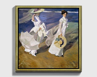 Canvas poster or framed canvas painting Joaquín Sorolla y Bastida Strolling along the Seashore
