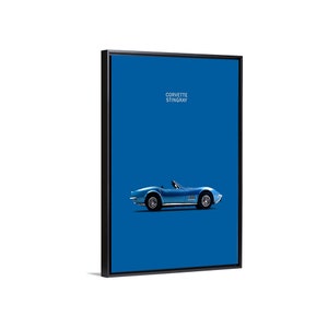 Leinwandposter oder Leinwandgemälde mit Rahmen Corvette Stingray Blue