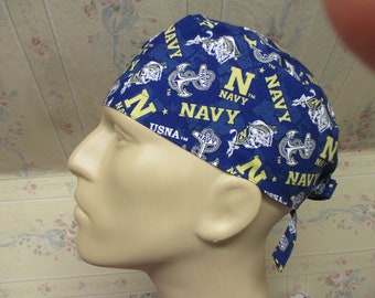 Blue Camo Tie Back Surgical Scrub Hat 