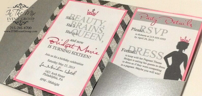 Beauty Queen Pageant Sweet Sixteen Invitations Etsy