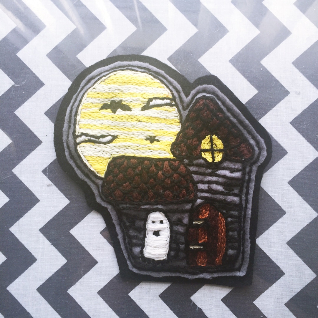 Large Halloween Haunted House Patch - Etsy