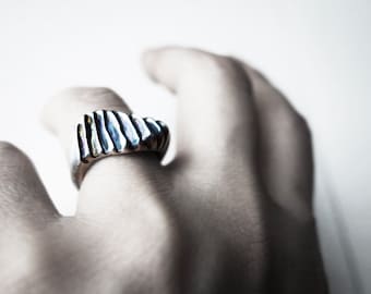 Handmade Sterling Silver Statement Ring: Organic Art Jewelry