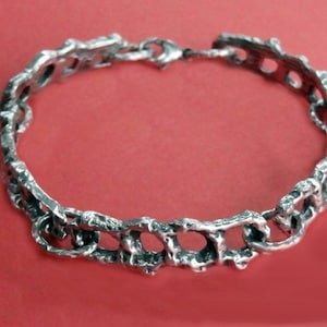 Sterling Silver Bracelet,Solid Unique Links,Unique Gift for Her or Him,Chunky Bracelet,Statement Bracelet,Chain Link Bracelet