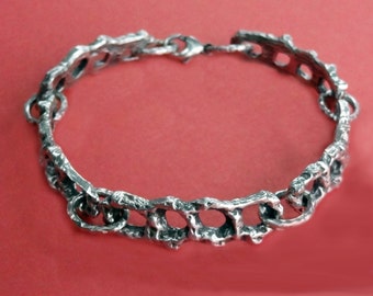 Sterling Silver Bracelet,Solid Unique Links,Unique Gift for Her or Him,Chunky Bracelet,Statement Bracelet,Chain Link Bracelet