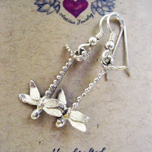 Dragonflies,Dragonfly Earrings,Dragonfly Jewelry, Sterling Silver drop earrings,Dangle Earrings,Gardener Gift,Lucky Charm,Nature lover gift