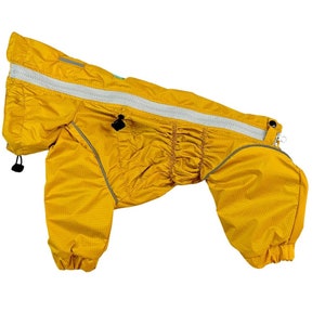 Waterproof Dog Raincoat Mustard - MEMBRANE Fabric - Body Suit - Dog Coat - Dog Clothing - Pet Clothes Bark&Go