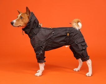 A33/ Warm Plush lining - Dog WindBreaker Techwear - Dog Raincoat- Dog Body Suit - Dog Coat - Dog Clothing - Pet Clothes - Bark&Go