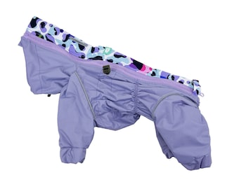 Waterpoof Dog Raincoat  Lavander  - MEMBRANE Fabric - FLEECE or Mesh lining- Body Suit - Dog Coat - Dog Clothing - Pet ClothesBark&Go