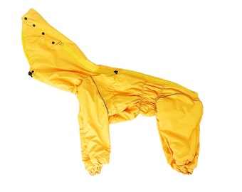 E52 Warm Waterpoof Dog Raincoat Colorblock Green - MEMBRANE Fabric - FLEECE lining- Body Suit - Dog Coat - Dog Clothing - Pet Clothes