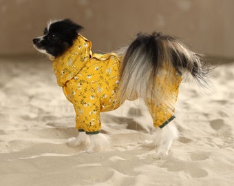 Viscose Summer Dog Coat Yellow  - Dog Pajamas - Cotton Dog Overall - Dog Clothing - Spaniel snood - Custom made - Bark&Go