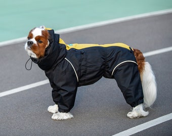 F43/ Light Mesh lining - Spaniel Waterproof Dog Raincoat - Full Body Suit - Dog Coat - Dog Clothing - Pet Clothes - Bark&Go