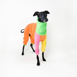 Colorful Warm Fleece Dog Overall - Any size - Full Body Suit - Dog Coat - Dog Clothing - Pet Clothes - Custom Made - Warm and cozy Bark&Go