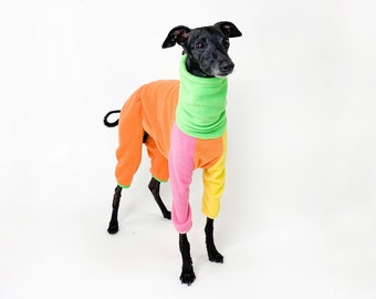 Colorful Warm Fleece Dog Overall - Any size - Full Body Suit - Dog Coat - Dog Clothing - Pet Clothes - Custom Made - Warm and cozy Bark&Go