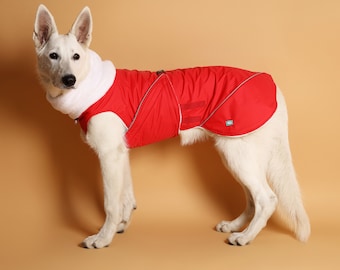 C60-1 Waterproof Dog Raincoat with Warm Plush lining, Dog Rain Jacket, Waterproof Dog Coat, Dog Clothes