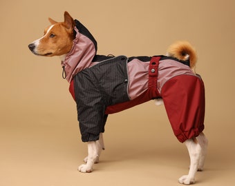 A43 /Female /Mesh lining - Waterproof Dog Raincoat Tartan and Strips - Dog Raincoat -  Dog FullBody Suit - Dog Coat -Dog Clothing - Bark&Go