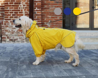 Waterpoof Dog Raincoat Yellow ALL breeds - MEMBRANE Fabric - light lining- Dog Jacket - Dog Coat - Dog Clothing - Bark&Go