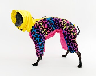 E40/ light lining - Dog Raincoat Pink Leopard - Full Body Suit - Dog Coat - Dog Clothing - Pet Clothes - Bark&Go