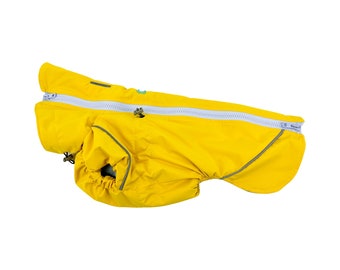 D36 / warm fleece lining - Waterproof Dog Raincoat Yellow for Dachshunds - MEMBRANE Fabric - Dog Jacket - Dog Coat - Dog Clothing - Bark&Go