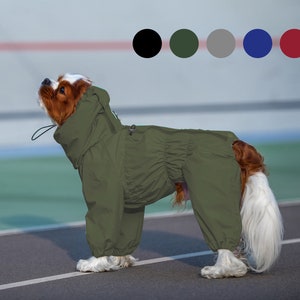 Spaniel Waterproof Dog Raincoat Plain Color - MEMBRANE - Full Body Suit - Dog Coat - Dog Clothing - Pet Clothes - Custom OrderBark&Go