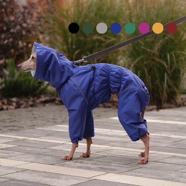 Waterpoof Dog Raincoat for HOUNDS - MEMBRANE Fabric - FLEECE lining- Body Suit - Dog Coat - Dog Clothing - Pet ClothesBark&Go
