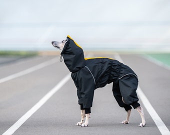 E65/ Female/ Warm Fleece lining - Waterproof Dog Raincoat for HOUNDS - Body Suit - Dog Coat - Dog Clothing - Pet Clothes - Bark&Go
