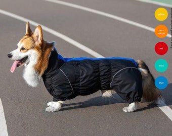 Dachshund / Corgi Waterproof Dog Raincoat, Full Body Raincoat, Membrane, FLEECE or MESH lining, Waterproof and Windproof Dog Coat, Bark&Go