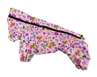 Waterproof Dog Raincoat for All Breeds and Sizes "Flower Power  Monocolor"