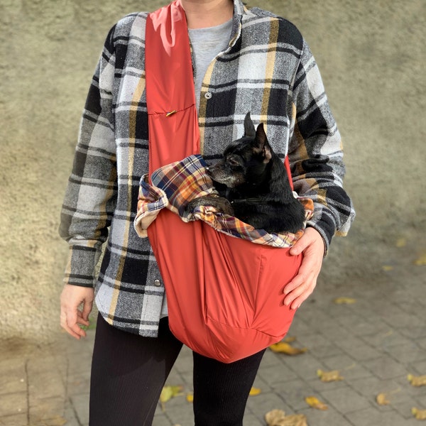 Super Cozy Dog Sling Bag - Terracotta -  Dog Carrier - Pet Sling Bag Bark&Go
